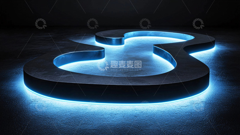 高清大图下载【趣麦麦图】黑暗背景下发光的数字三