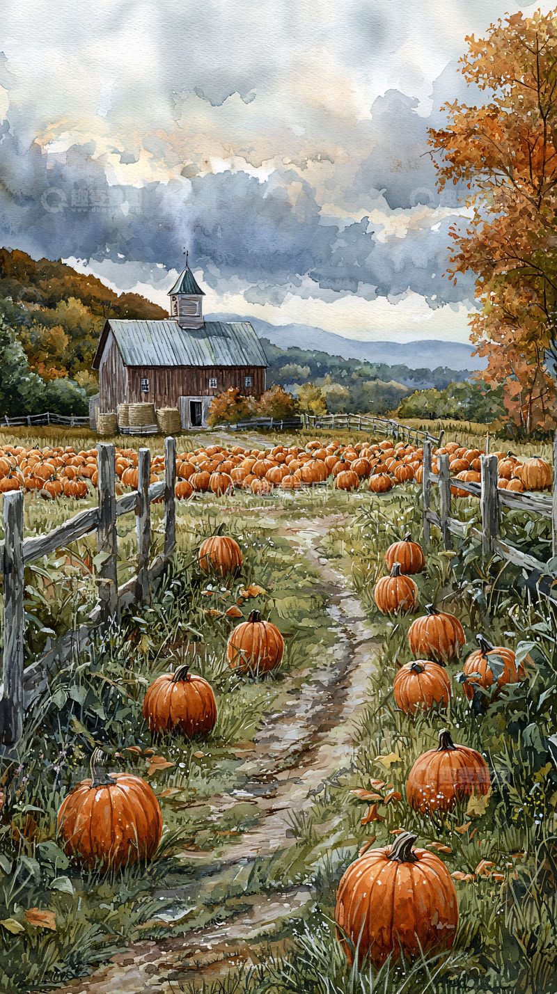 高清大图下载【趣麦麦图】秋日南瓜田园风光