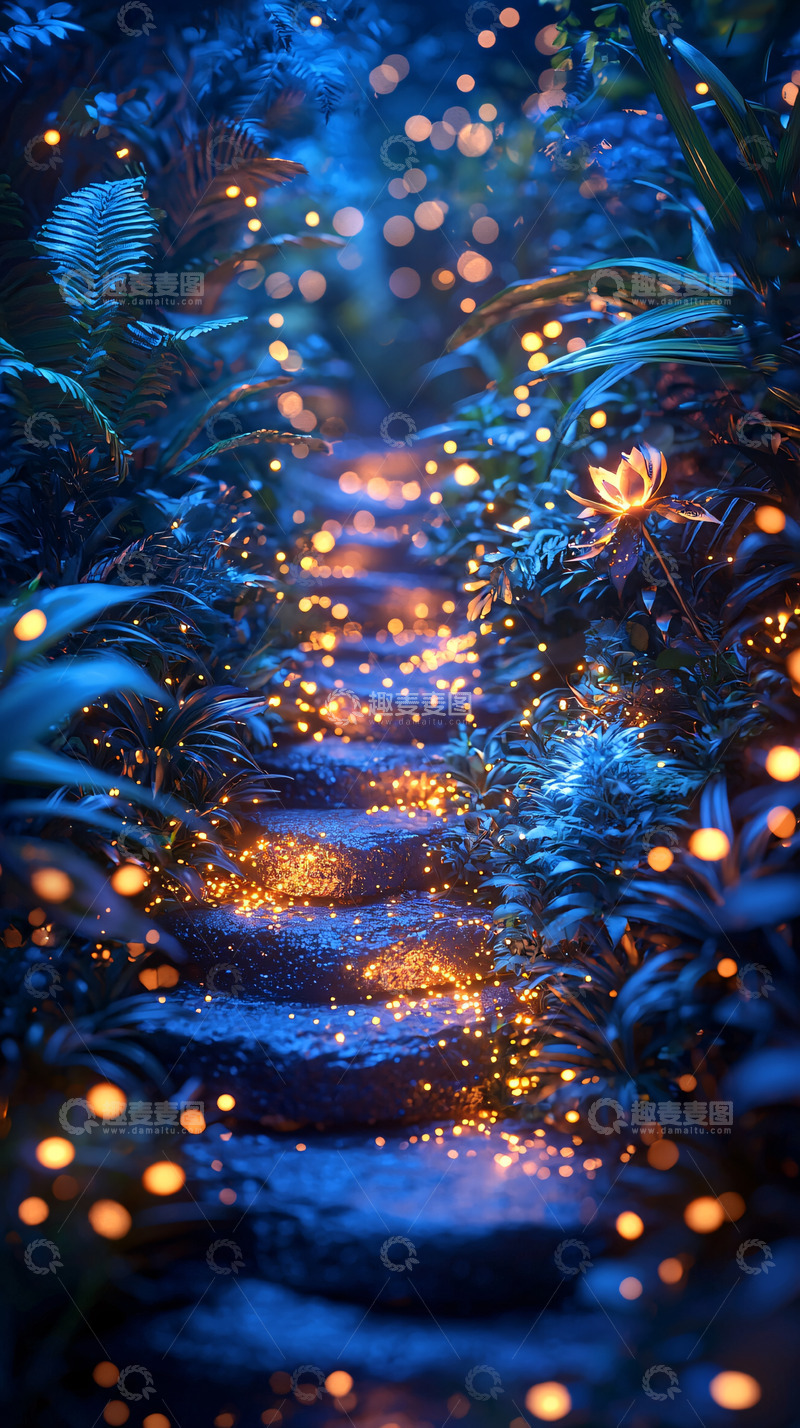 高清大图下载【趣麦麦图】萤火虫小路