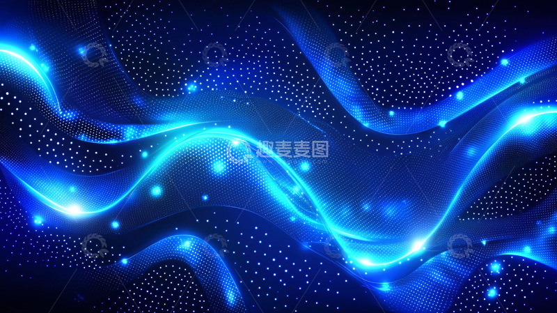 高清大图下载【趣麦麦图】蓝色波浪光效背景