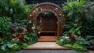 木质拱门花园背景