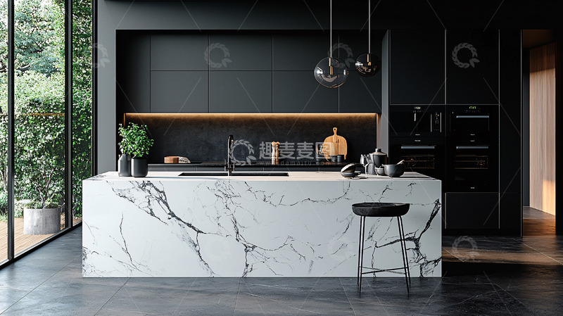 高清大图下载【趣麦麦图】现代极简黑色厨房