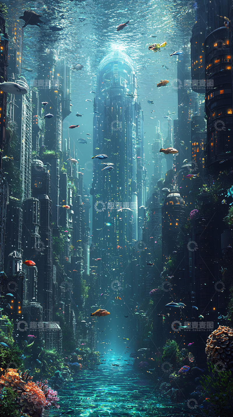 高清大图下载【趣麦麦图】海底城市