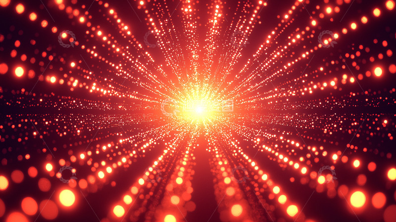 高清大图下载【趣麦麦图】红色粒子光线隧道