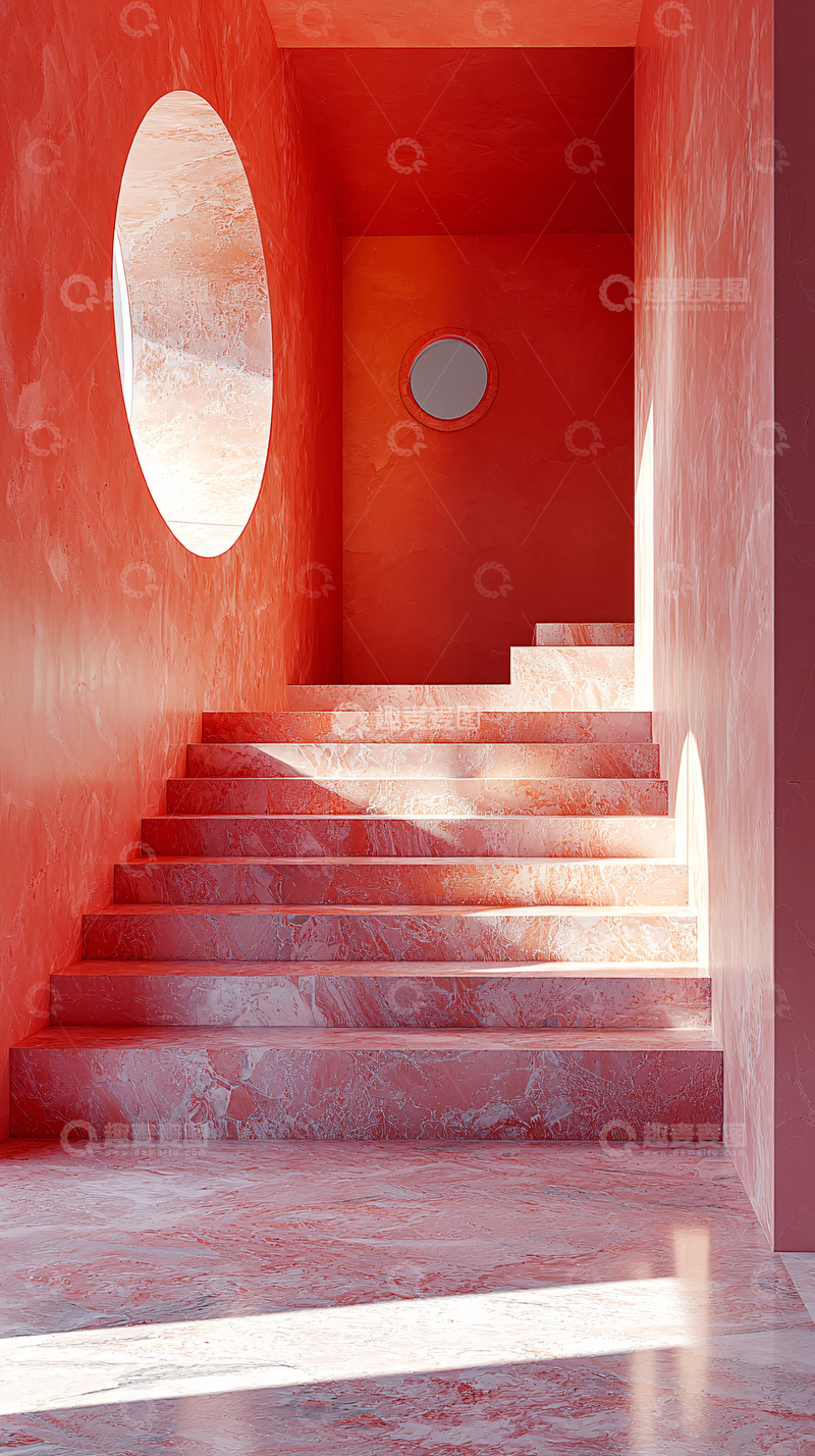 高清大图下载【趣麦麦图】红色楼梯