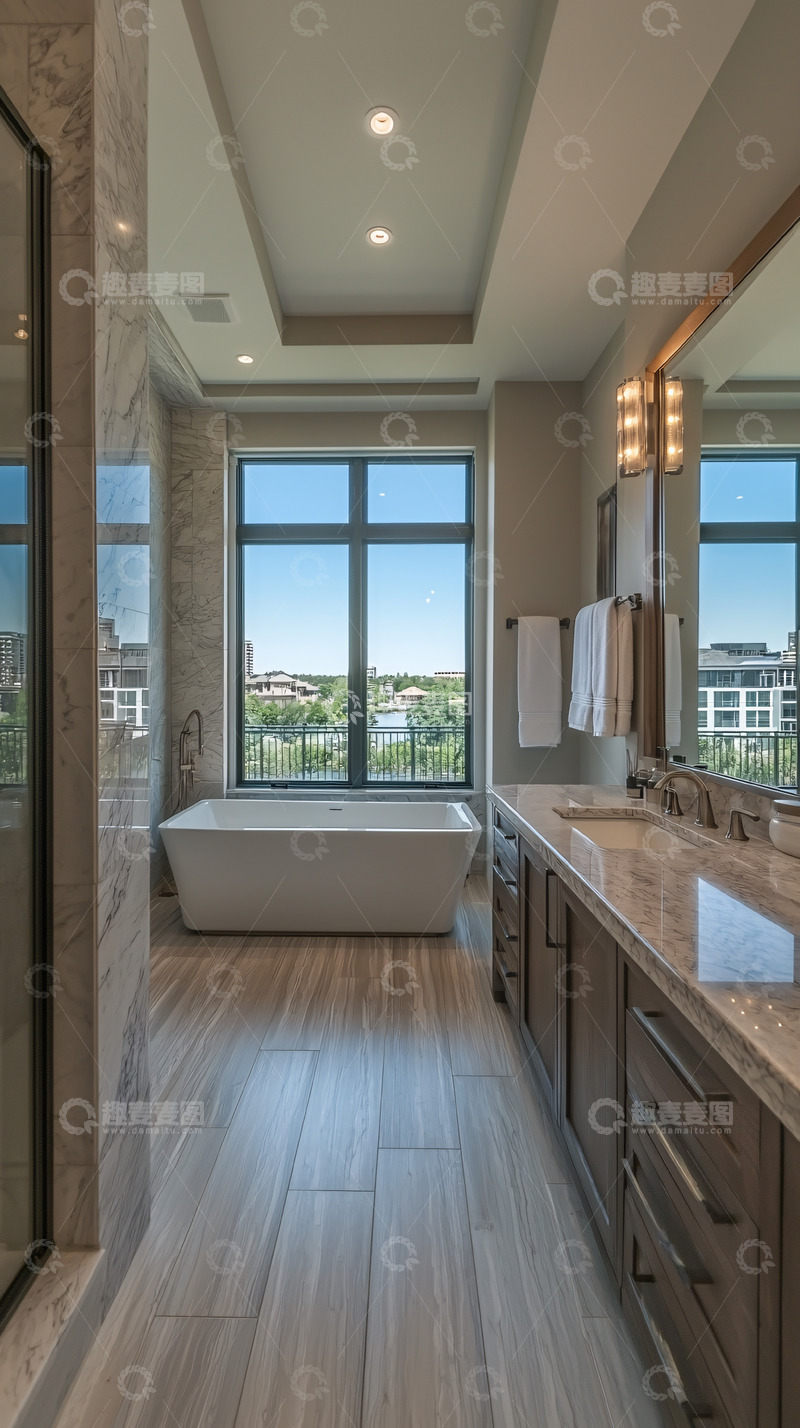 高清大图下载【趣麦麦图】宽敞明亮现代浴室