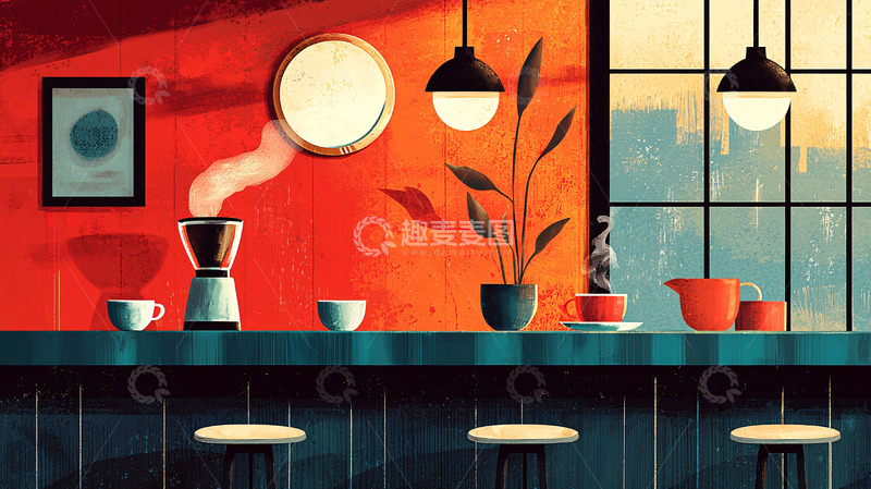 高清大图下载【趣麦麦图】温暖阳光下的咖啡馆