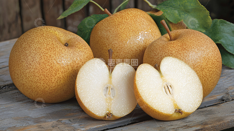 高清大图下载【趣麦麦图】-新鲜金黄色梨子