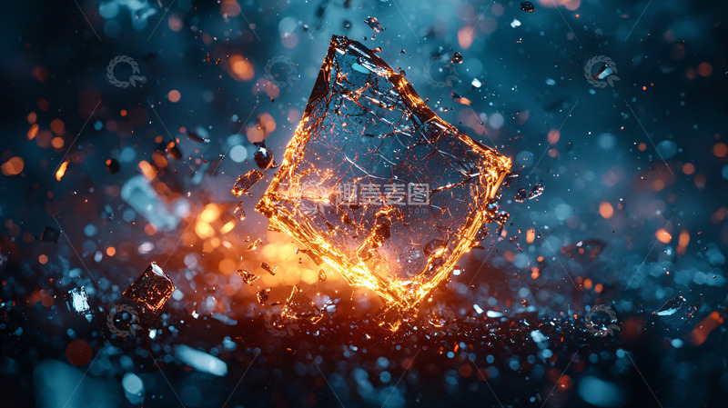 高清大图下载【趣麦麦图】冰块破碎迸溅