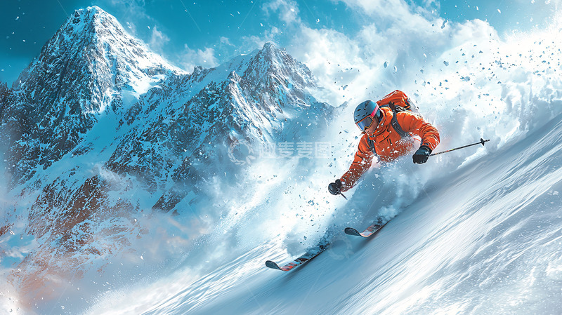 高清大图下载【趣麦麦图】雪山滑雪