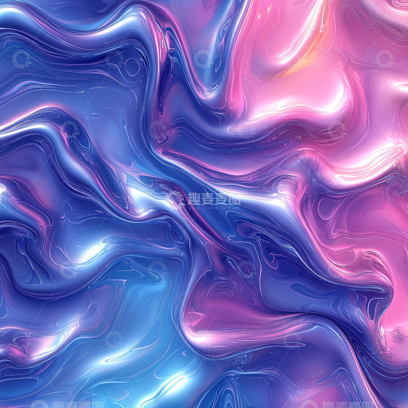 高清大图下载【趣麦麦图】流体渐变蓝色粉色交融