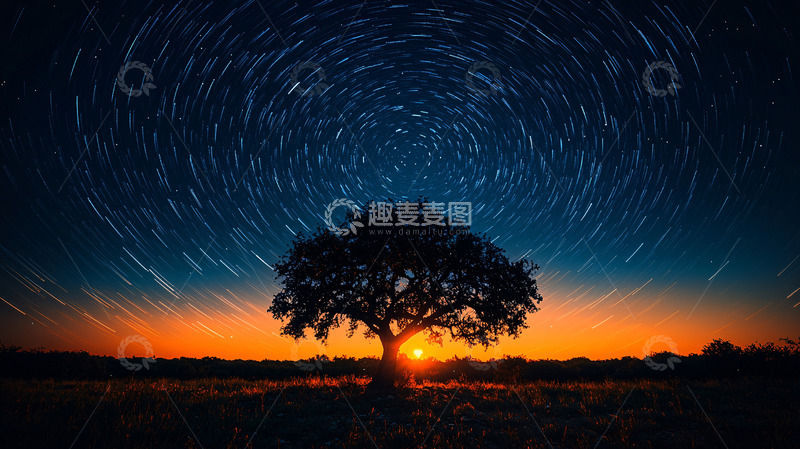 高清大图下载【趣麦麦图】星空树影