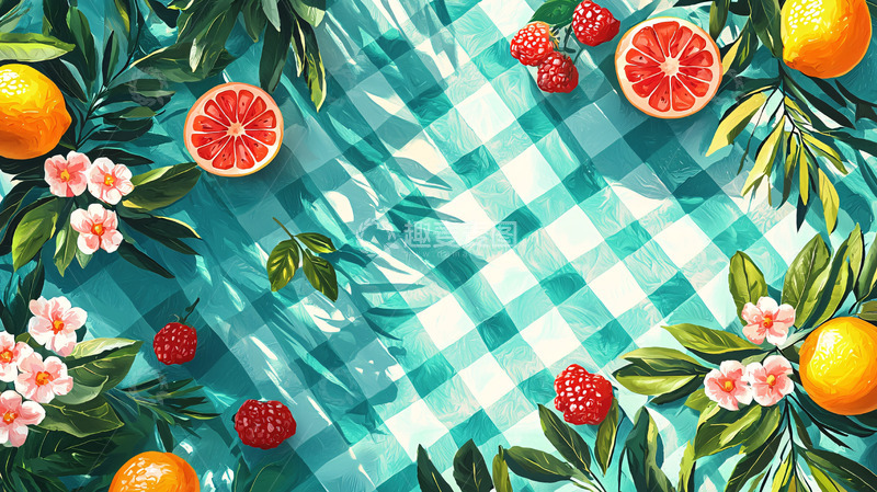 高清大图下载【趣麦麦图】清新水果夏日野餐布景