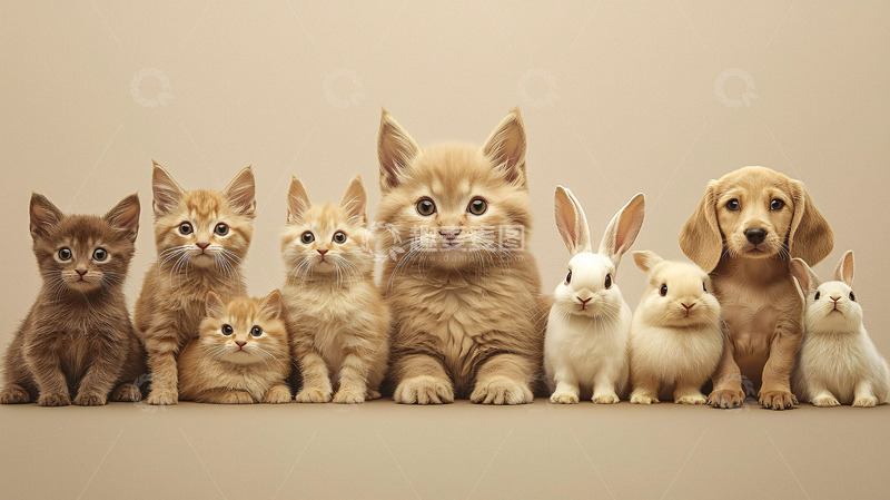 高清大图下载【趣麦麦图】可爱宠物集体照