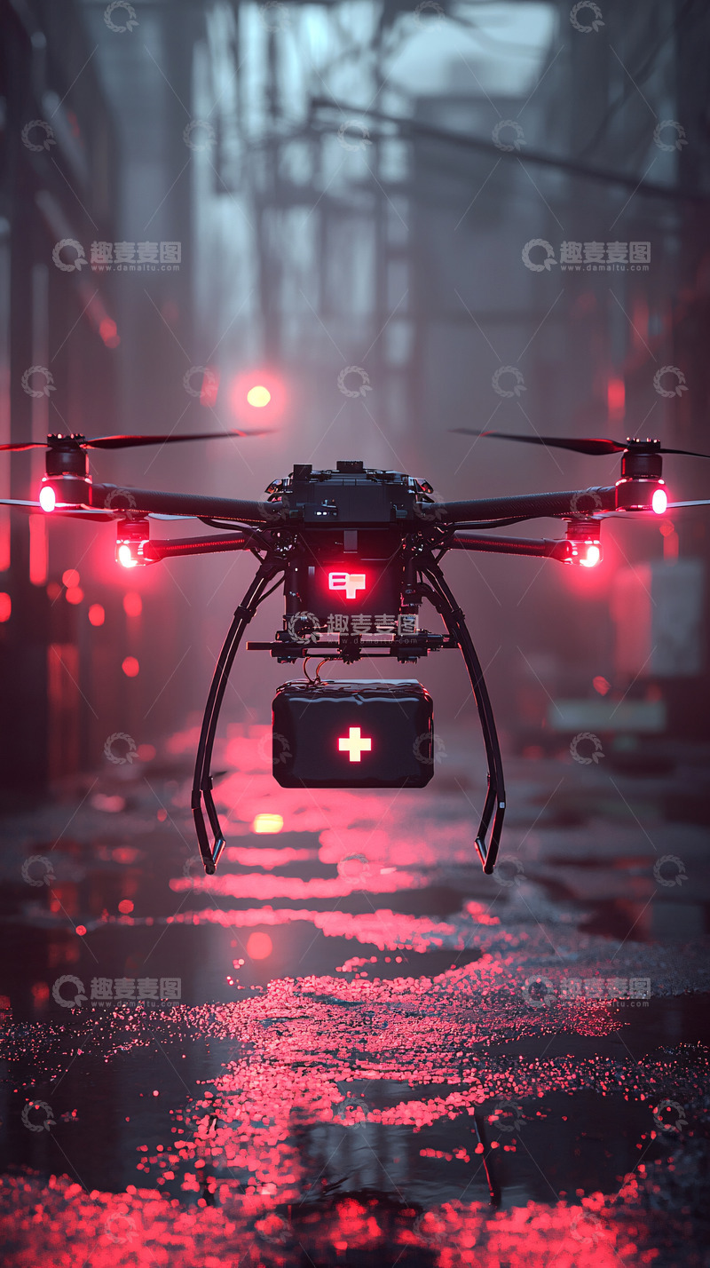 高清大图下载【趣麦麦图】未来科技医疗救援无人机