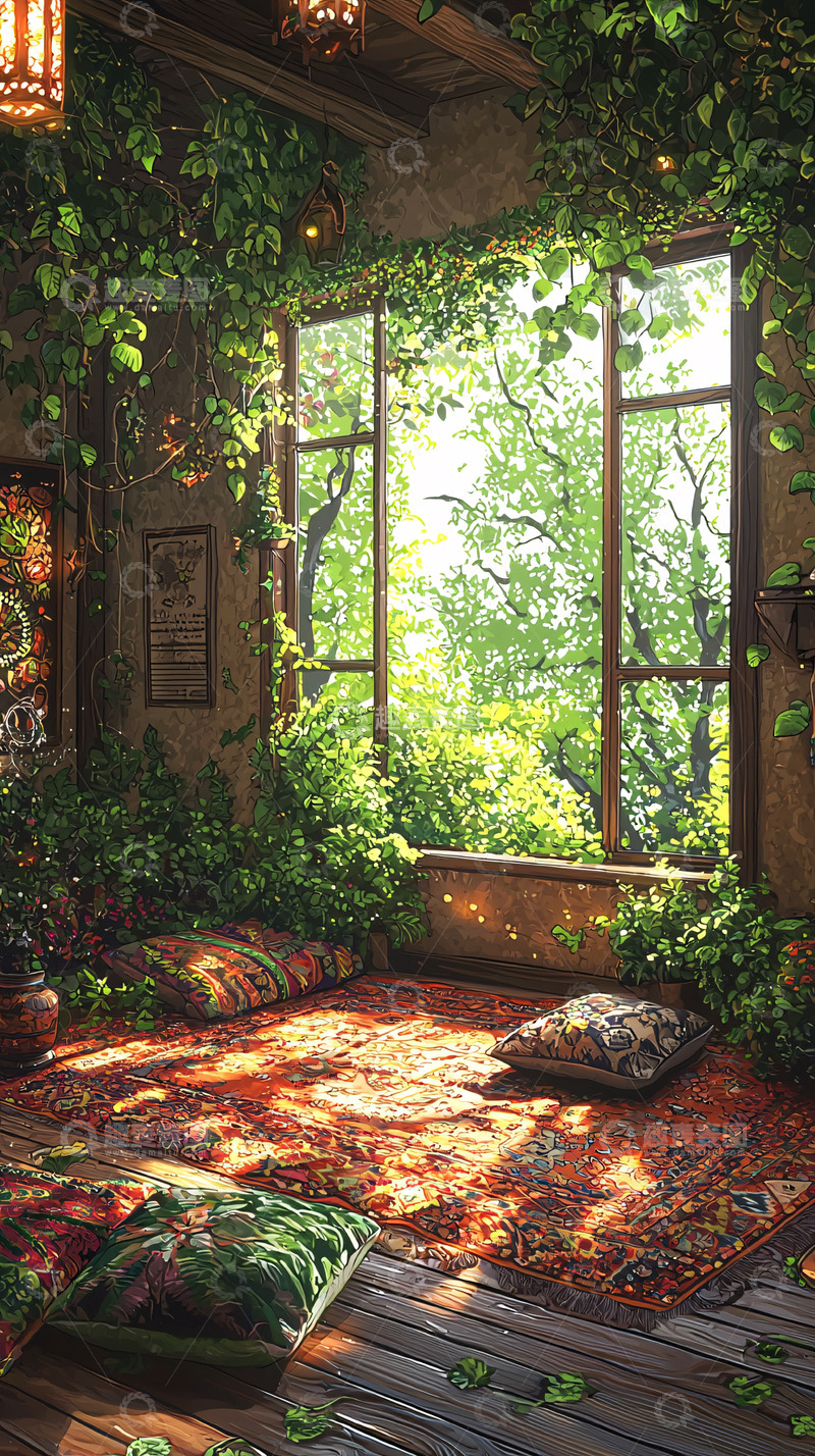 高清大图下载【趣麦麦图】绿植环绕的阳光房