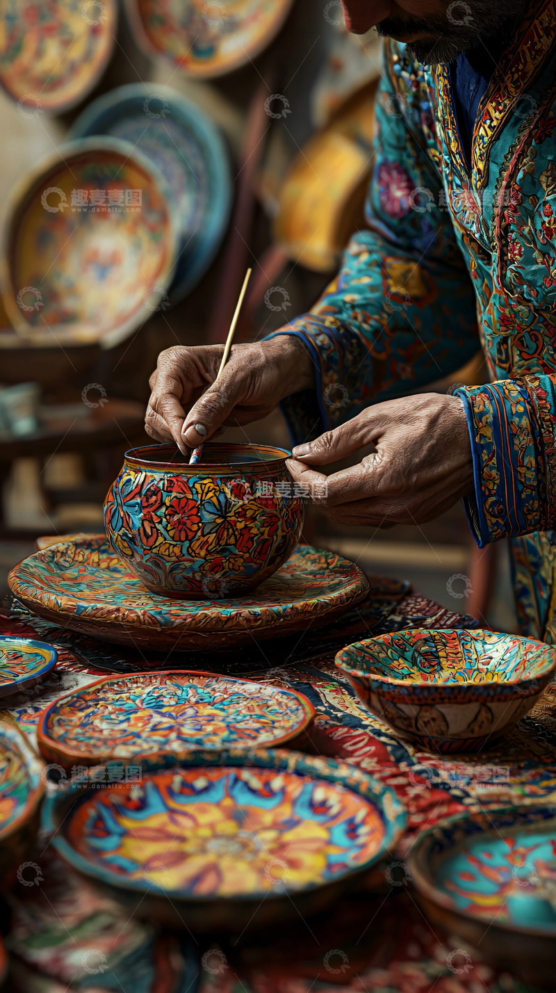 高清大图下载【趣麦麦图】手绘陶瓷器皿