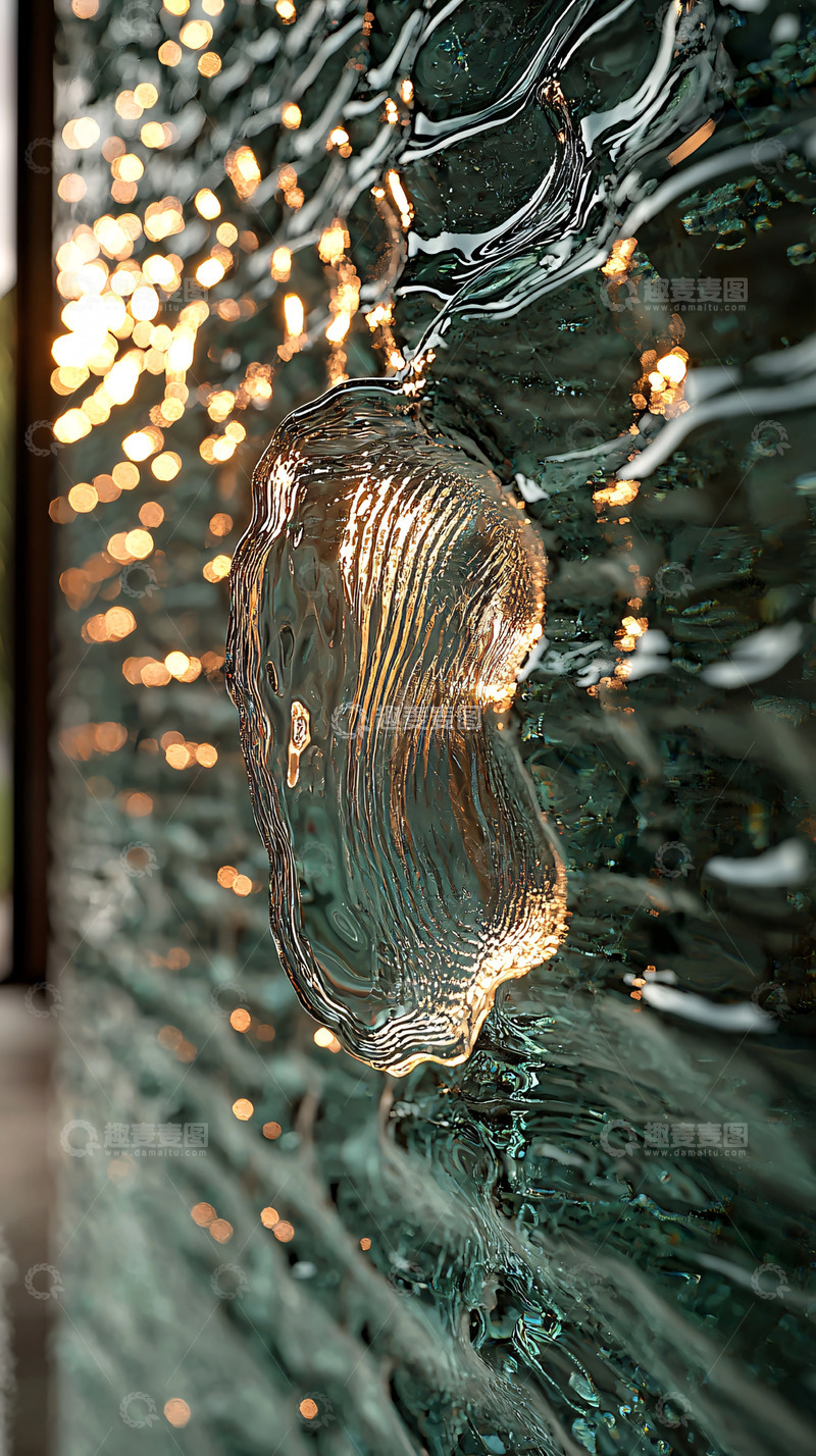 高清大图下载【趣麦麦图】透明水滴在纹理玻璃上闪光