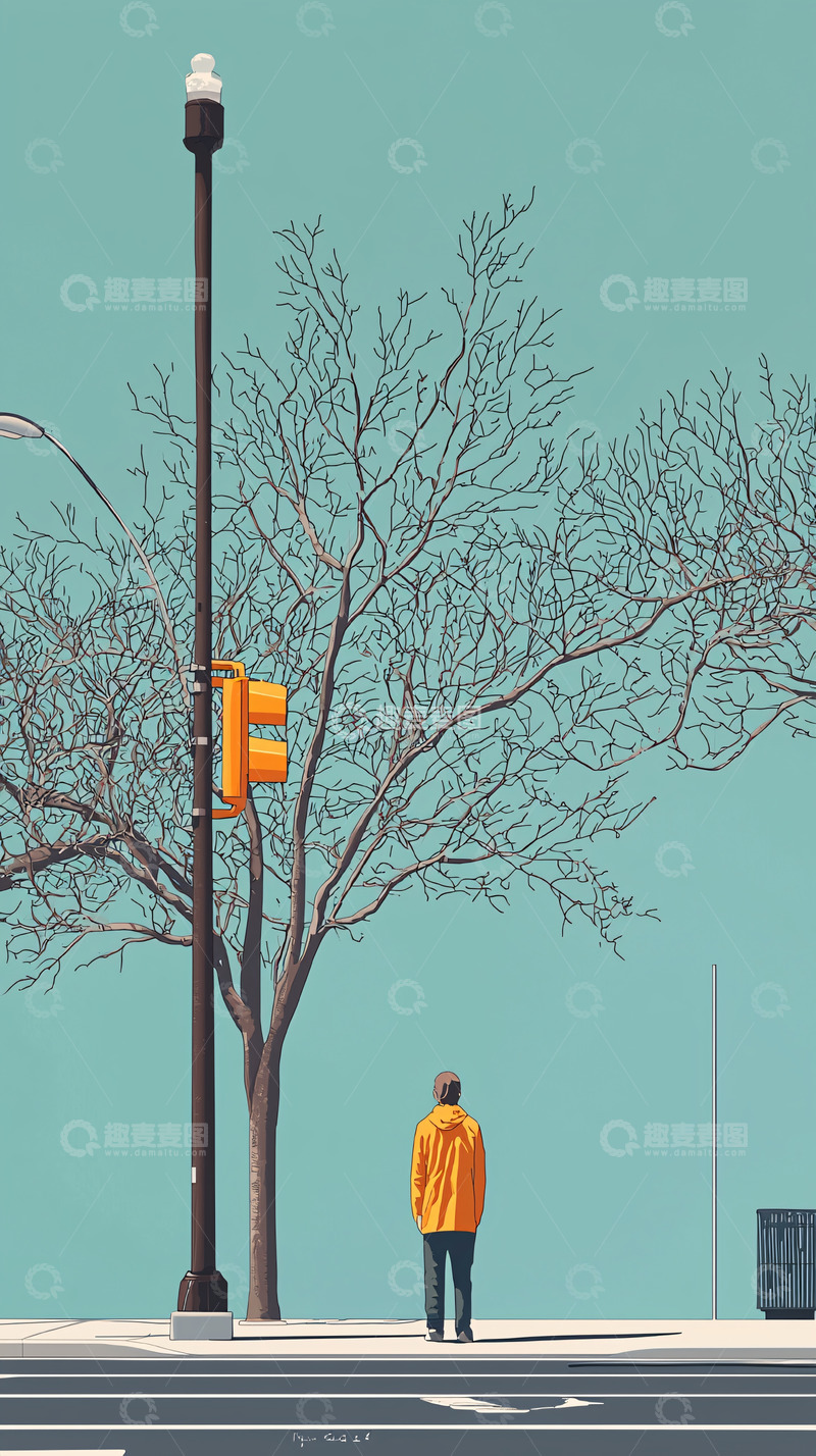 高清大图下载【趣麦麦图】极简风格街道场景