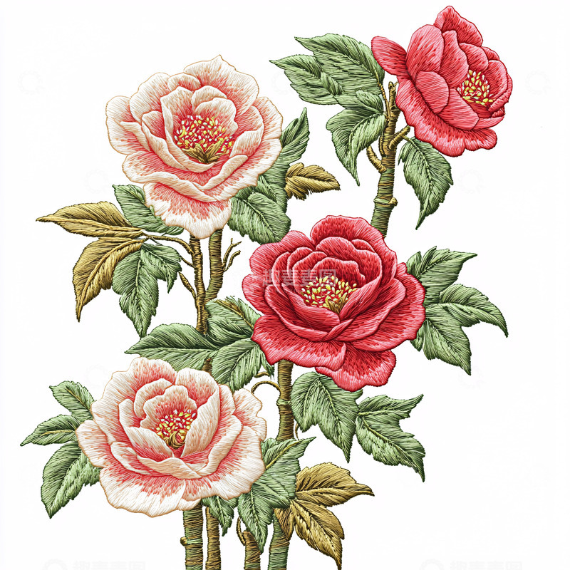 高清大图下载【趣麦麦图】手绘玫瑰花枝