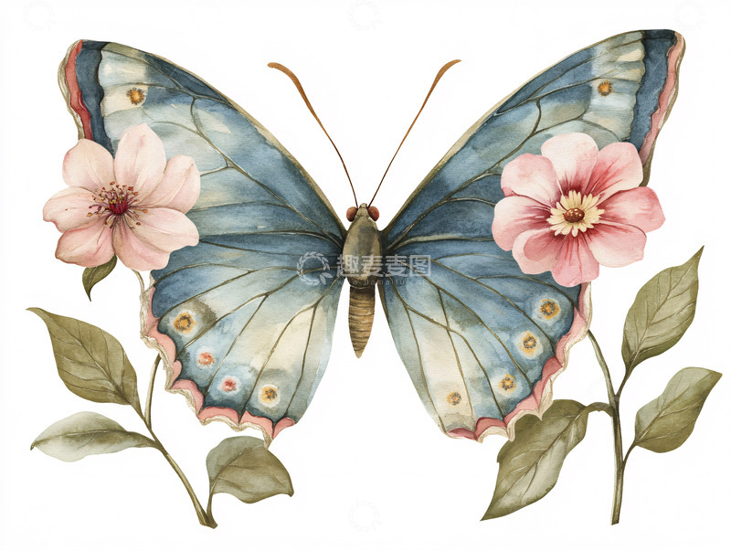 高清大图下载【趣麦麦图】蓝色蝴蝶