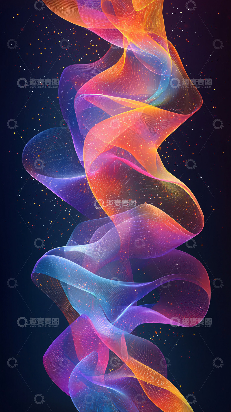 高清大图下载【趣麦麦图】彩色飘带状线条流动