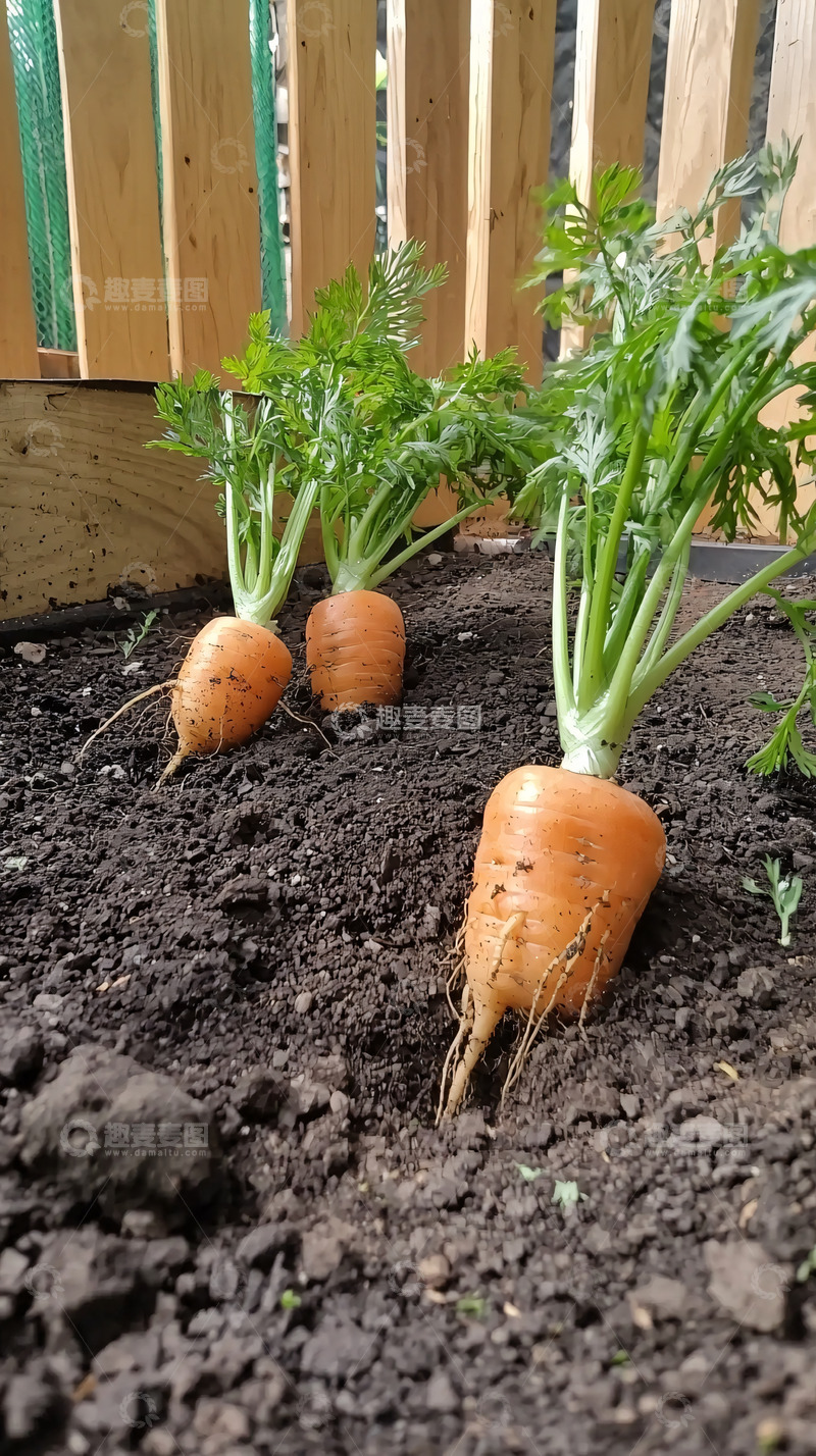 高清大图下载【趣麦麦图】花园里新鲜的胡萝卜