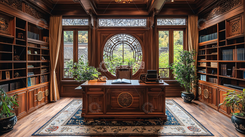 高清大图下载【趣麦麦图】中式书房