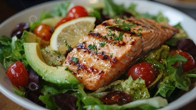 高清大图下载【趣麦麦图】烤三文鱼沙拉