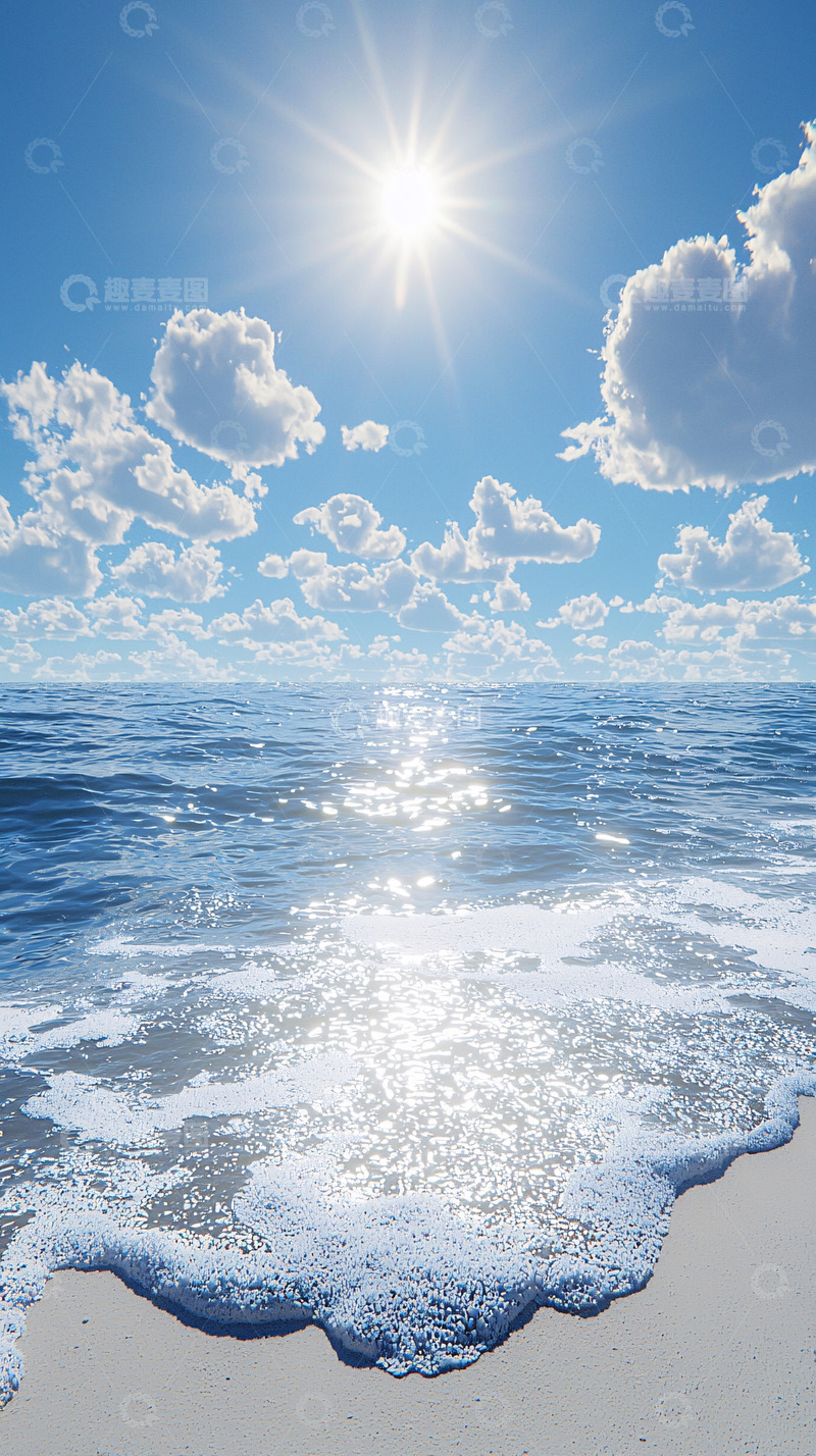 高清大图下载【趣麦麦图】晴朗天空下的海滩
