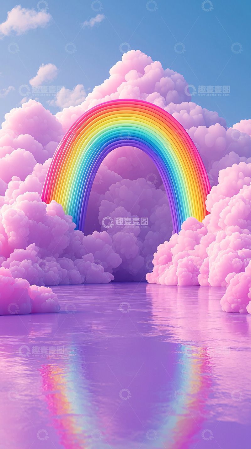 高清大图下载【趣麦麦图】彩虹云朵梦幻场景