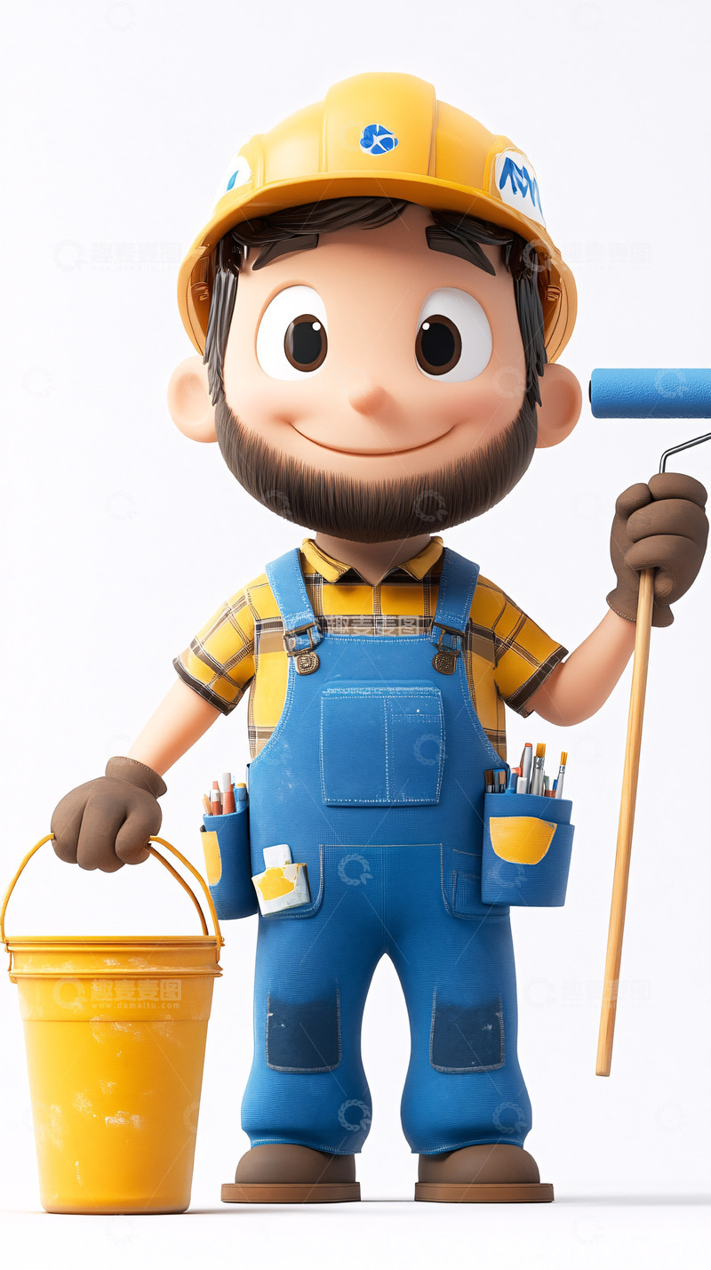 高清大图下载【趣麦麦图】卡通装修工人