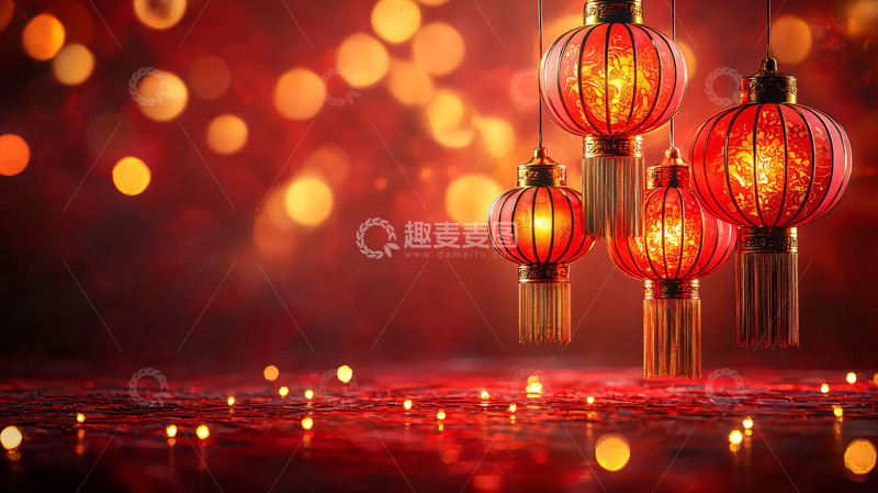 高清大图下载【趣麦麦图】红灯笼喜庆新年背景
