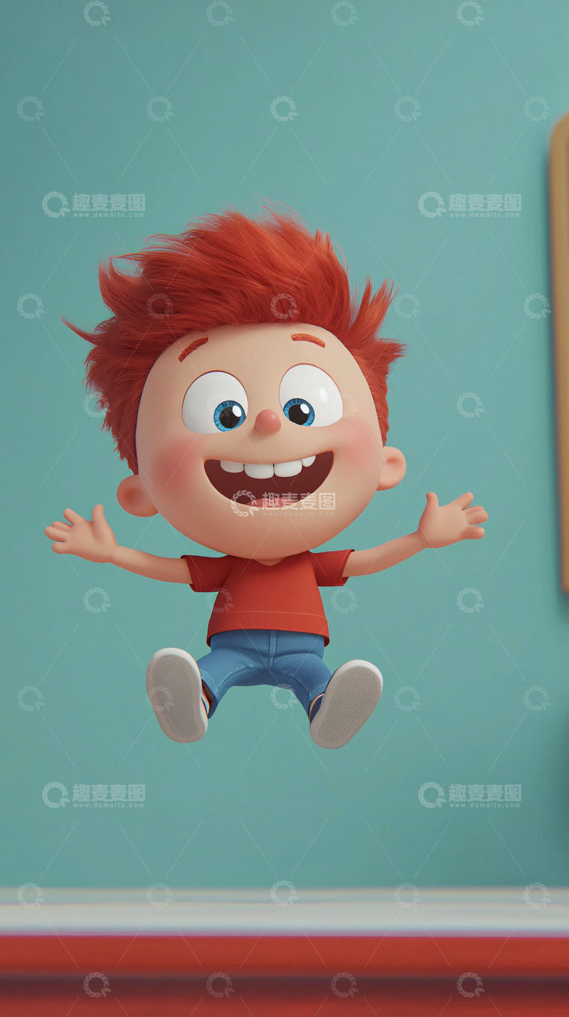 高清大图下载【趣麦麦图】快乐红发男孩卡通形象
