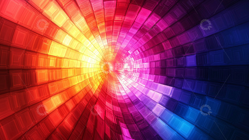 高清大图下载【趣麦麦图】彩色方块隧道