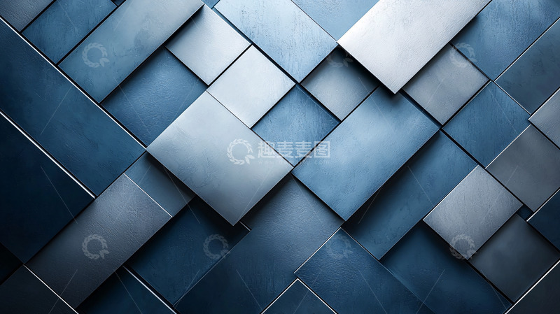 高清大图下载【趣麦麦图】蓝色金属方块背景
