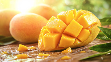 阳光下切开的芒果