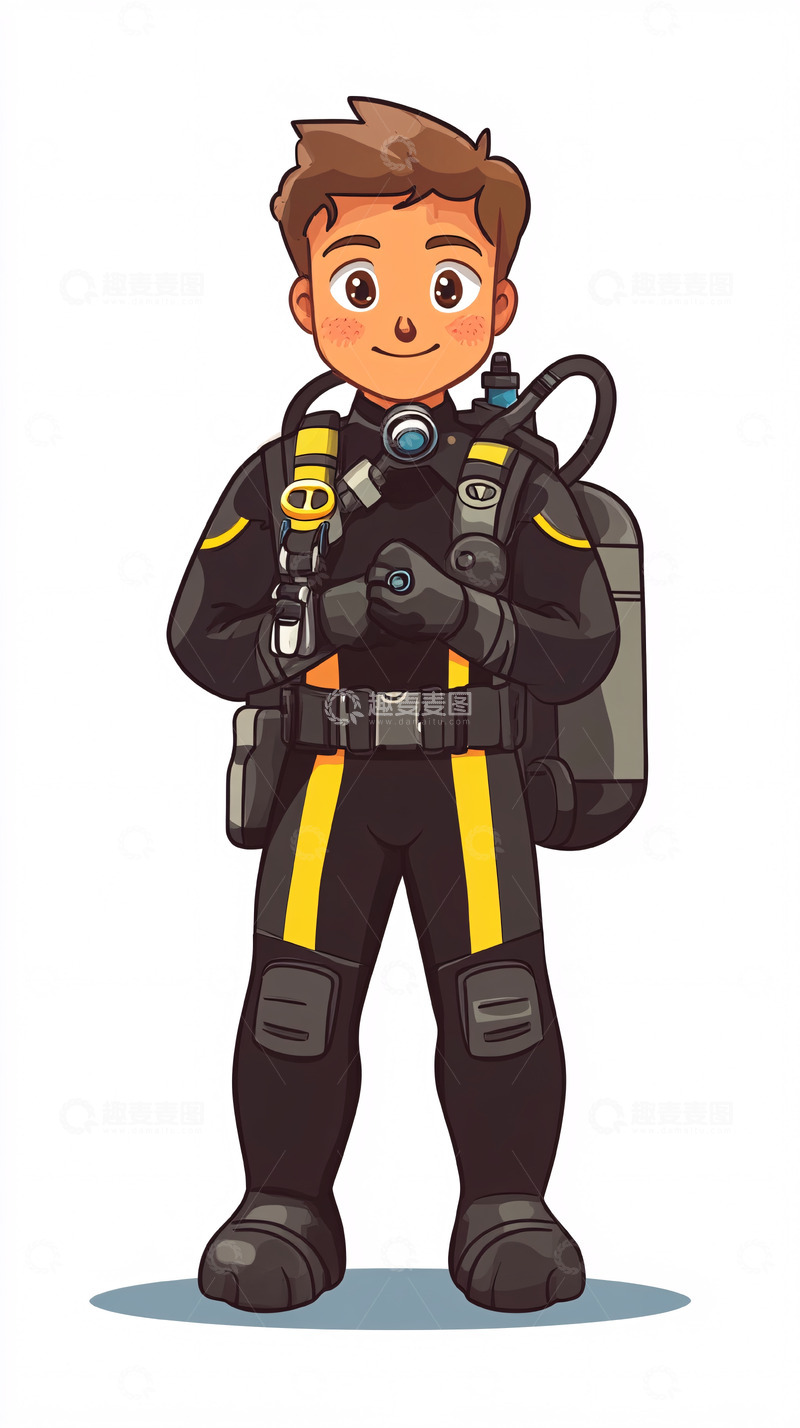 高清大图下载【趣麦麦图】卡通潜水员