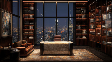 高端商务总裁办公室夜景