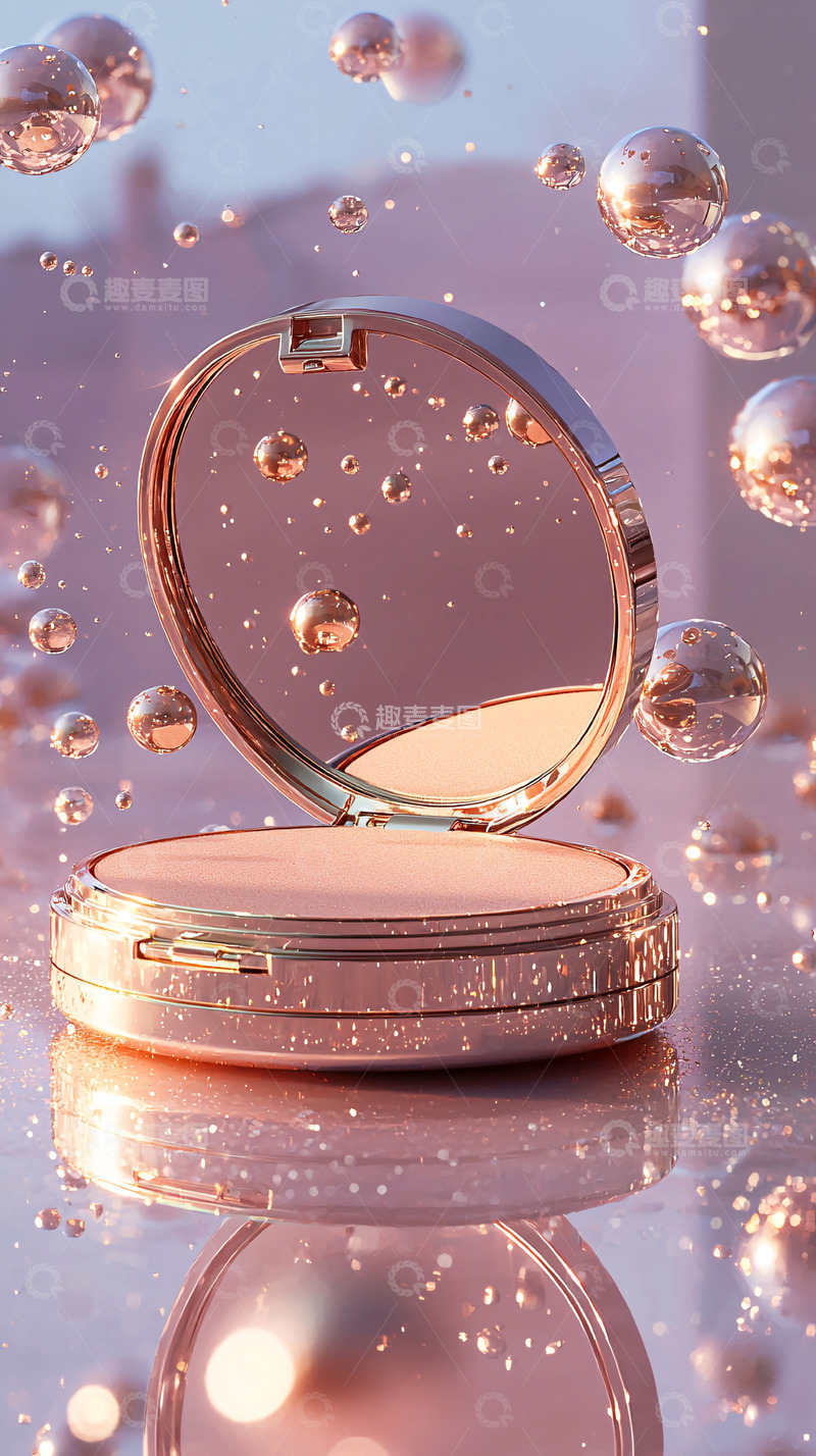 高清大图下载【趣麦麦图】玫瑰金粉饼