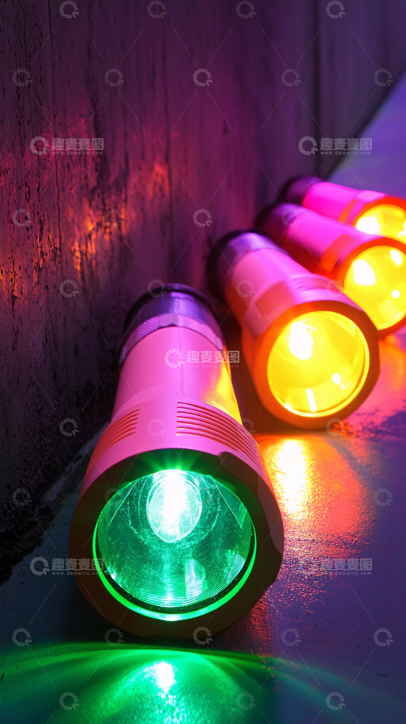 高清大图下载【趣麦麦图】彩色手电筒排列