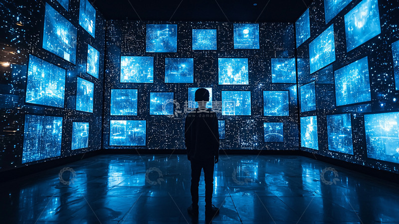 高清大图下载【趣麦麦图】黑暗背景下的屏幕墙