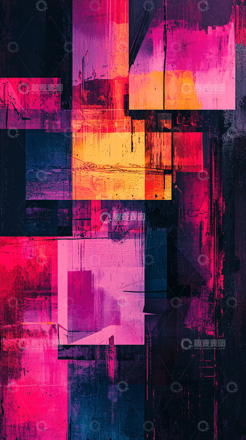 高清大图下载【趣麦麦图】抽象几何彩色块面