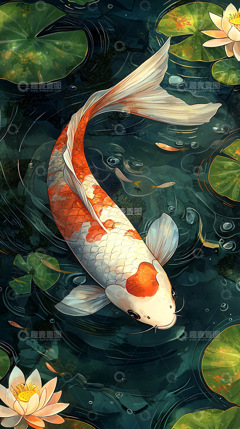 高清大图下载【趣麦麦图】水墨画鲤鱼