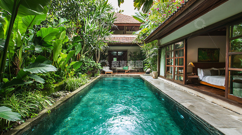 高清大图下载【趣麦麦图】热带别墅泳池庭院