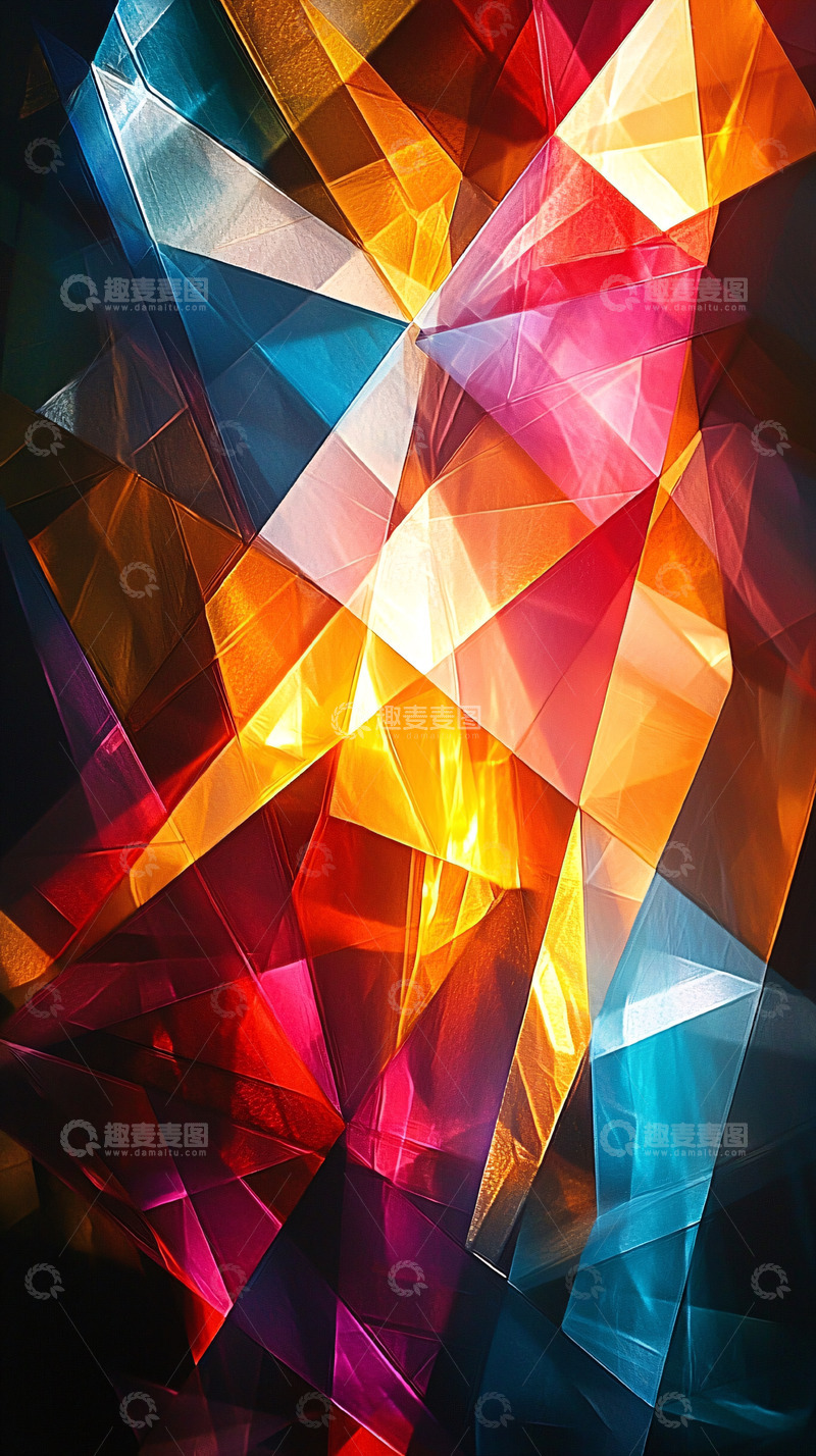 高清大图下载【趣麦麦图】彩色多边形光影折射