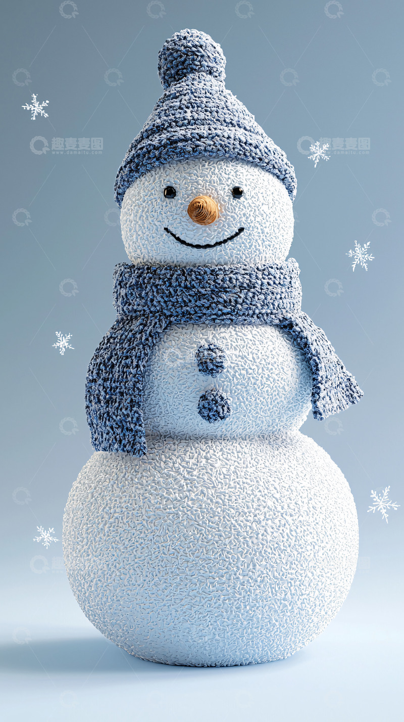 高清大图下载【趣麦麦图】戴帽子的可爱雪人