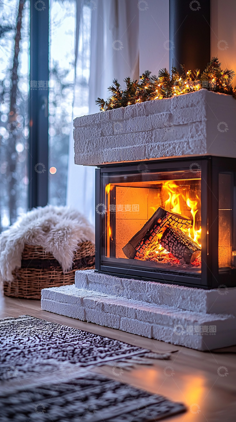 高清大图下载【趣麦麦图】温暖舒适的壁炉客厅
