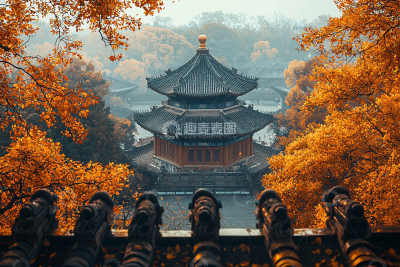高清大图下载【趣麦麦图】秋景古塔