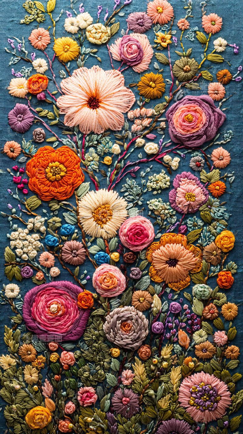 高清大图下载【趣麦麦图】精美刺绣花卉图案